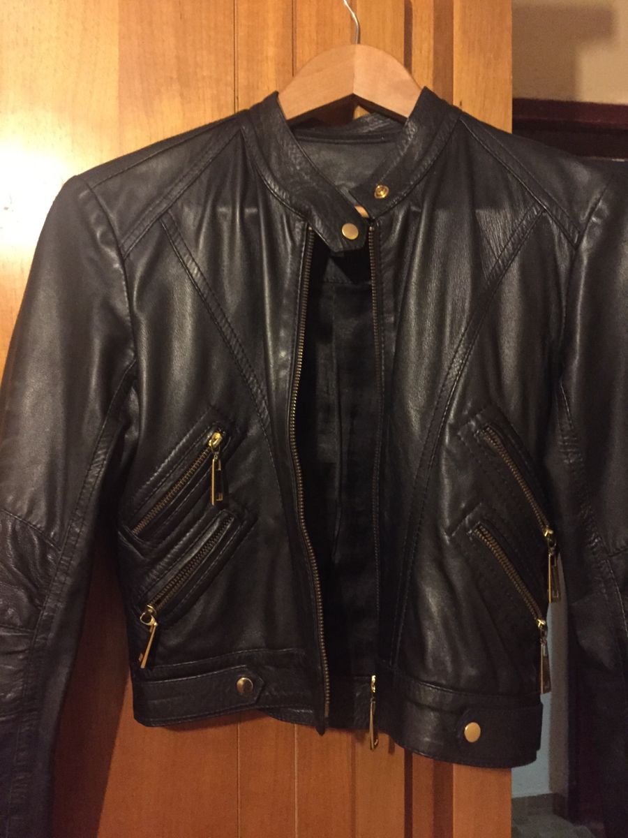 casaco de couro feminino mercado livre
