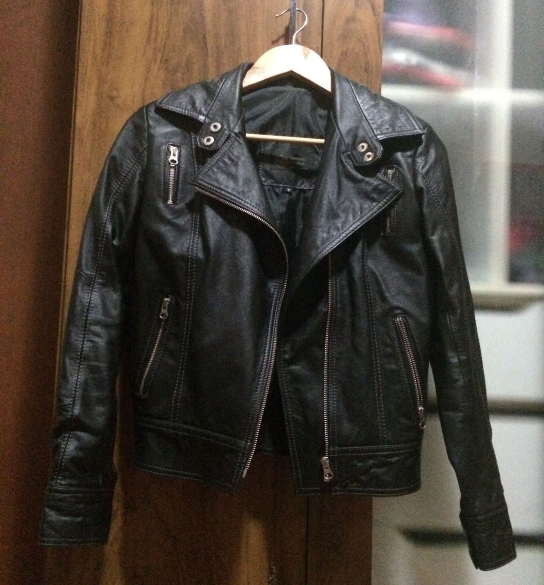 jaqueta de couro genuine leather