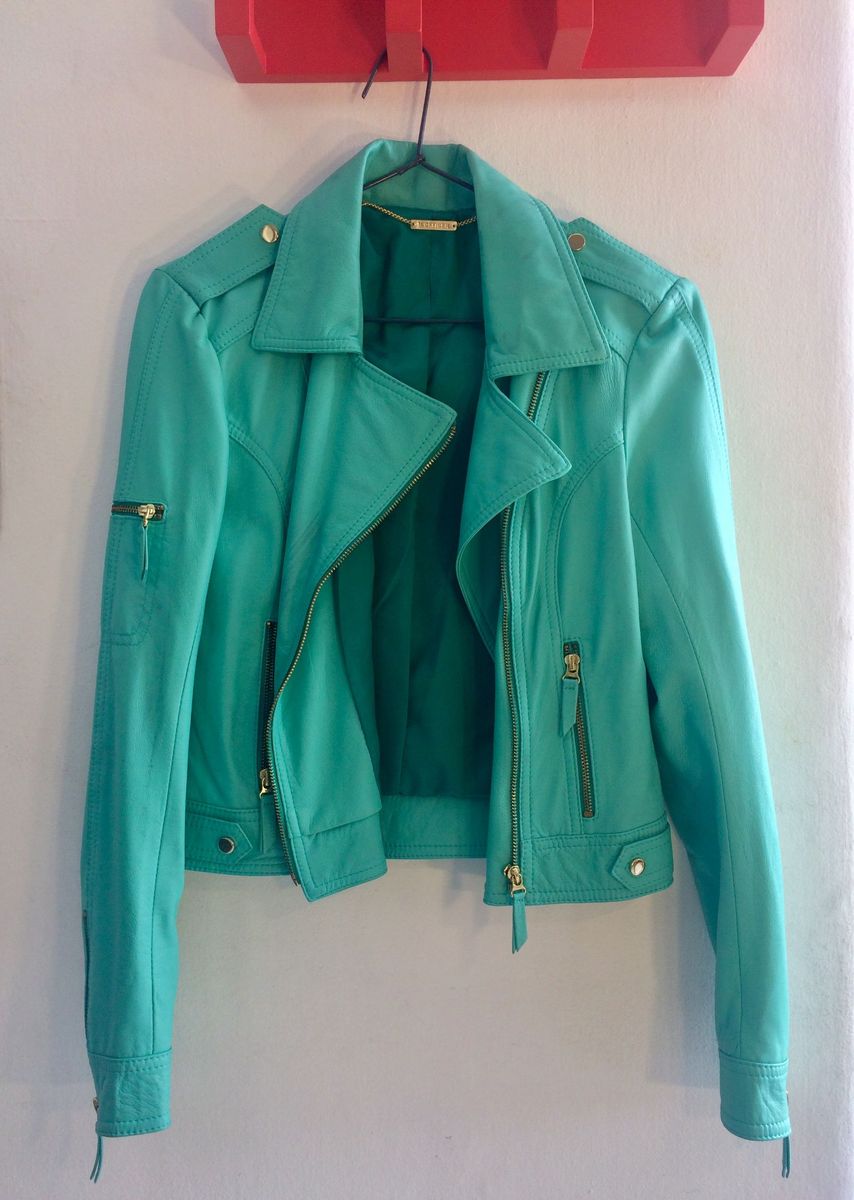 jaqueta de couro feminina m officer