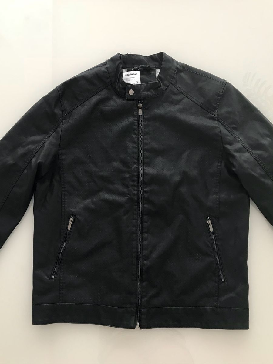 jaqueta de couro masculina polo wear