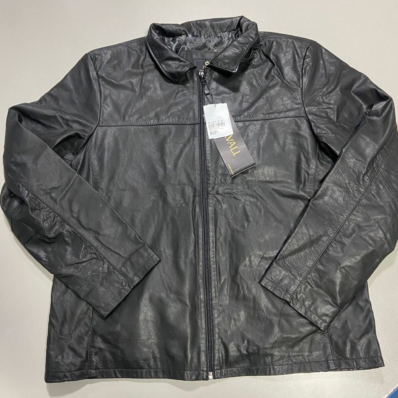 Jaqueta de Couro Masculina Preta Javali Casaco Masculino Javali