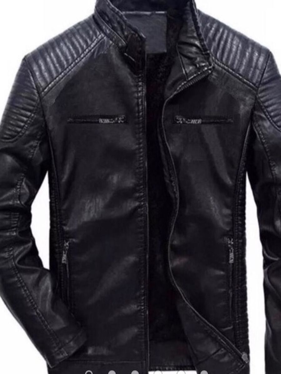 jaqueta couro masculina preta