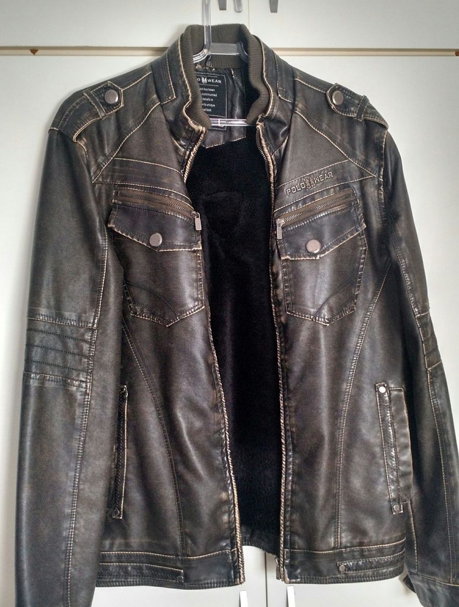 polo wear jaqueta couro