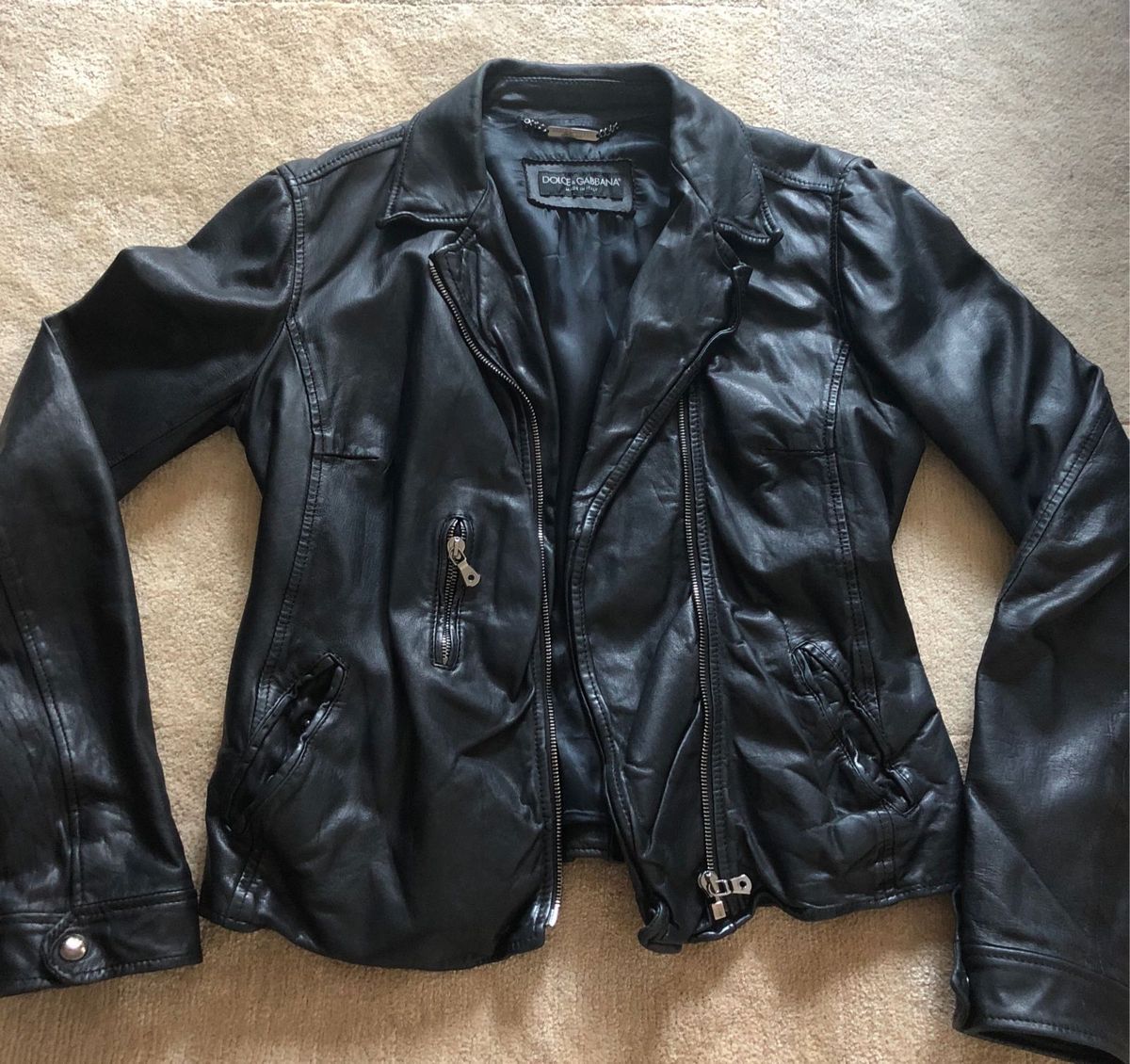 jaqueta de couro dolce gabbana