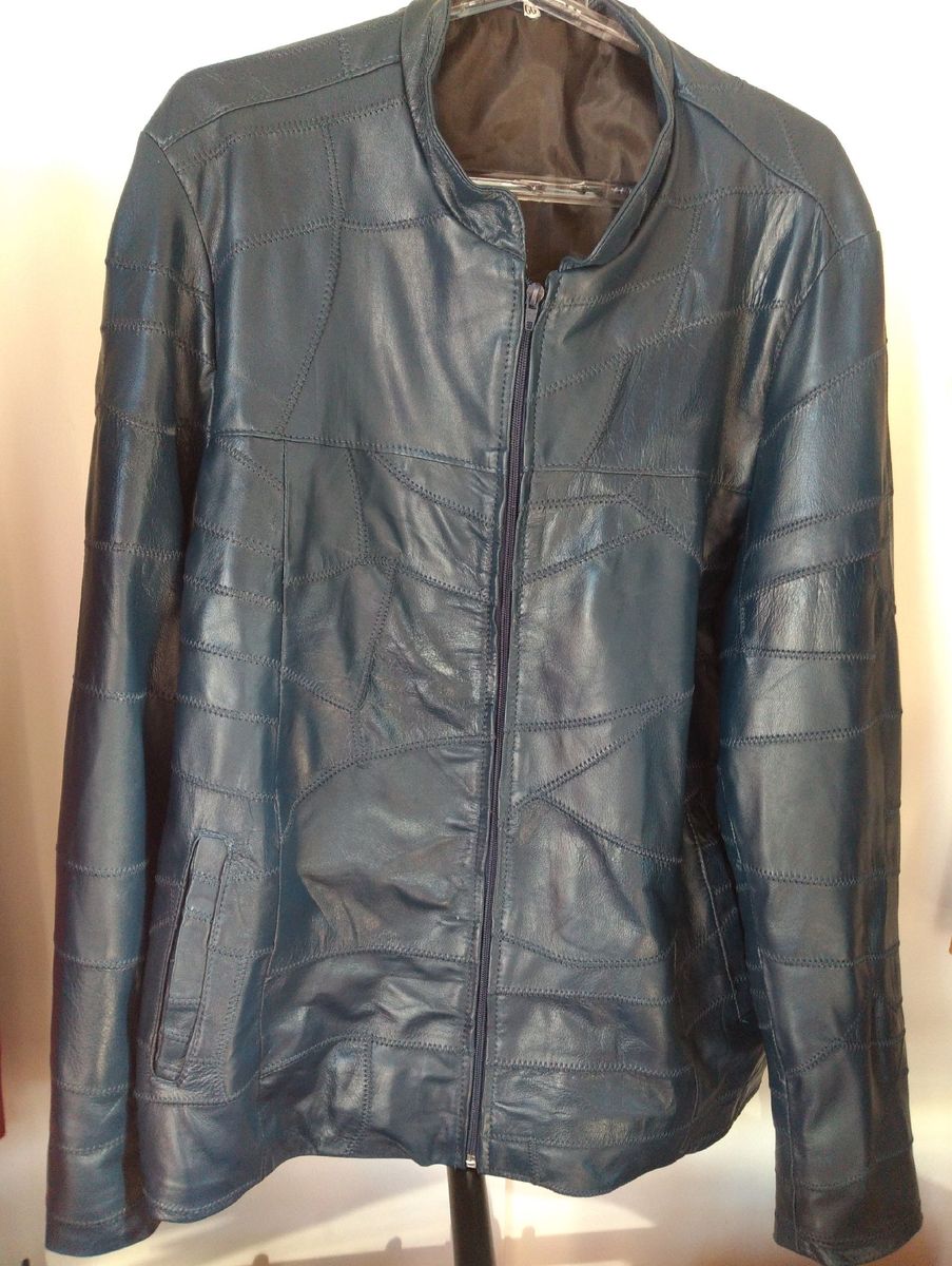 jaqueta de couro retalho masculina