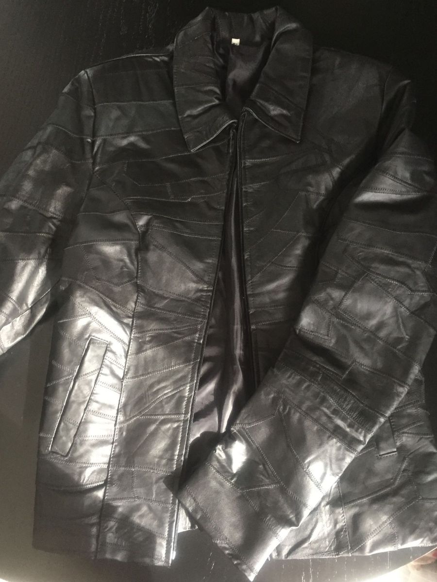 jaqueta de couro retalho feminina