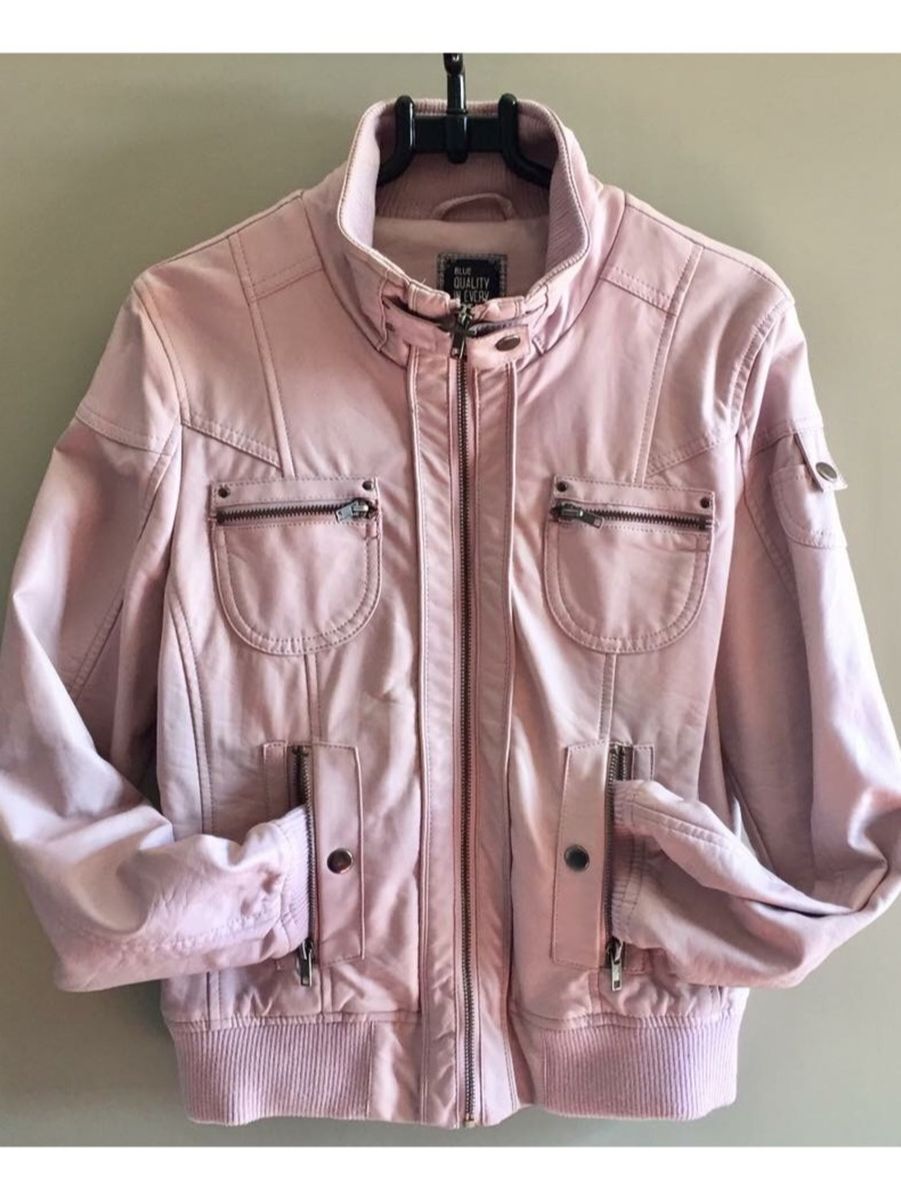 jaqueta de couro rosa bebe