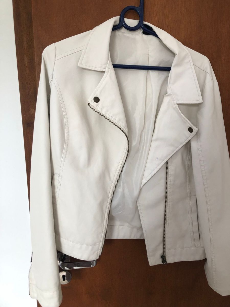jaqueta branca couro
