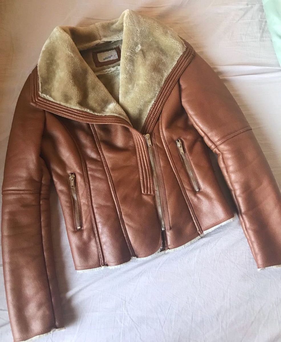 jaqueta de couro forrada