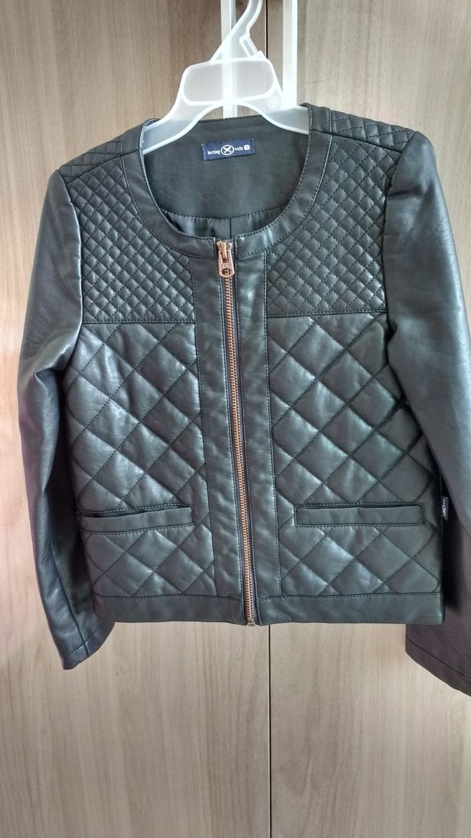 jaqueta de couro sintetico infantil