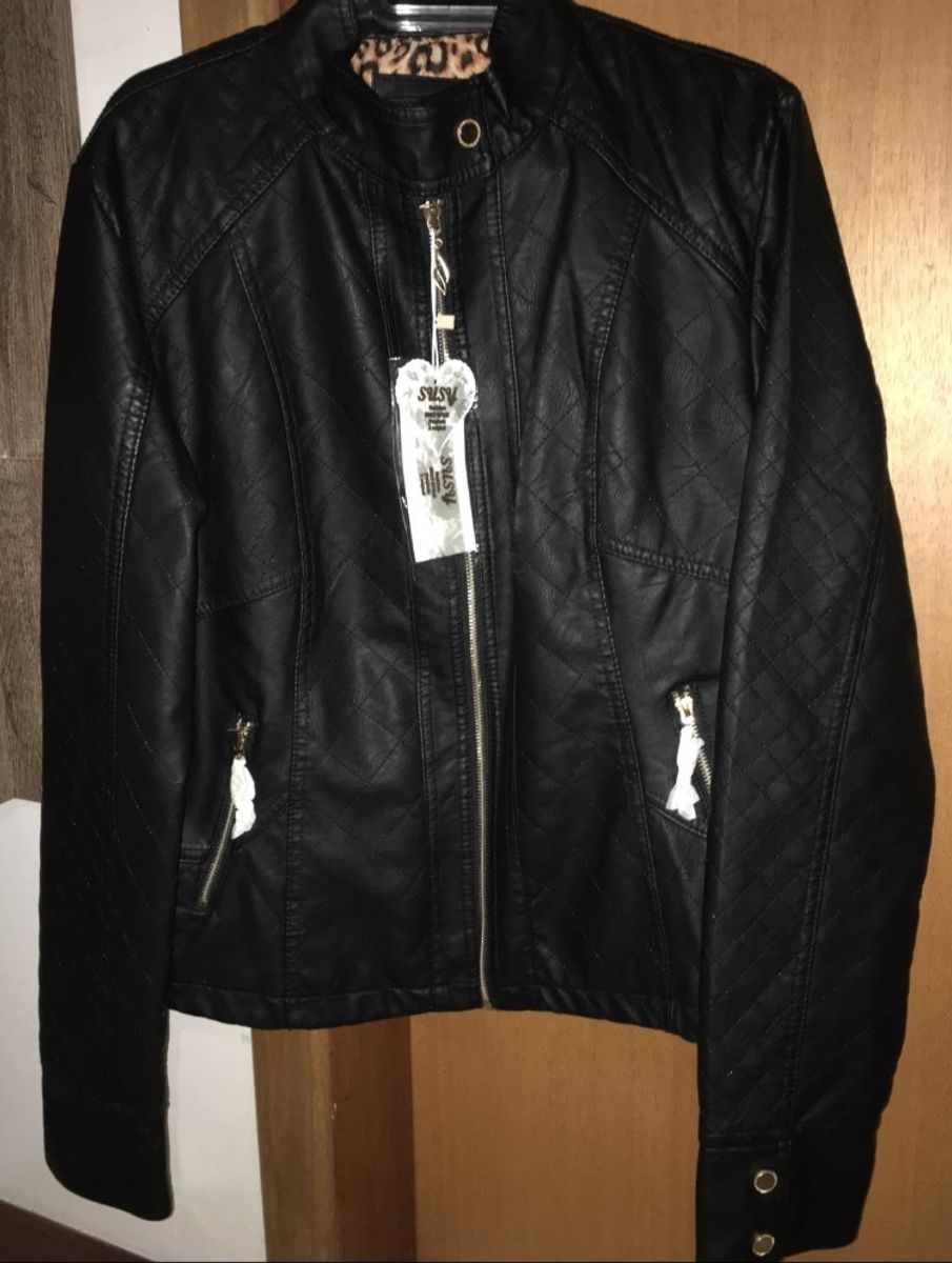 jaqueta couro sintetico feminina