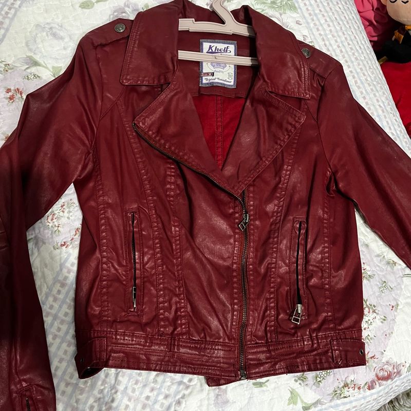 Couro Feminina Jaqueta De Couro Khelf Jaqueta Puffer Kanui