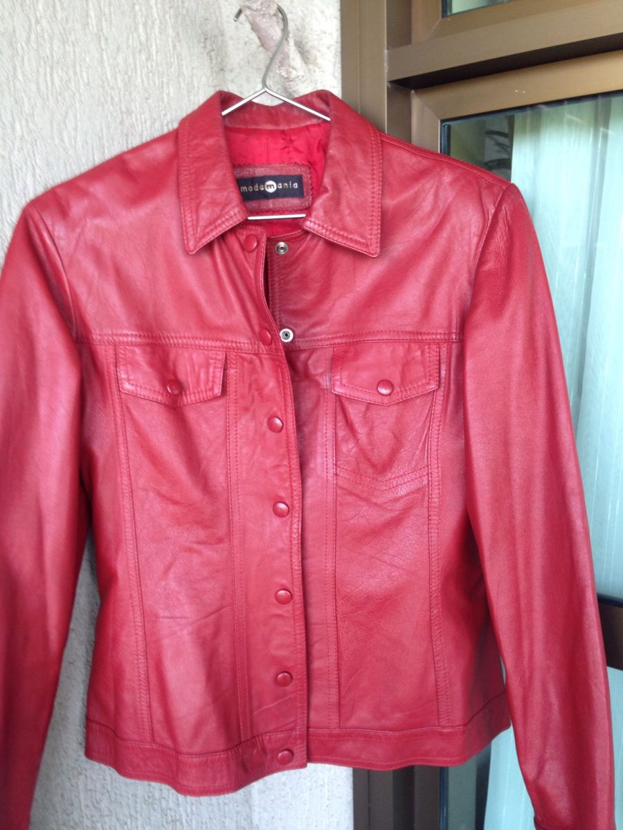 jaqueta couro vermelha