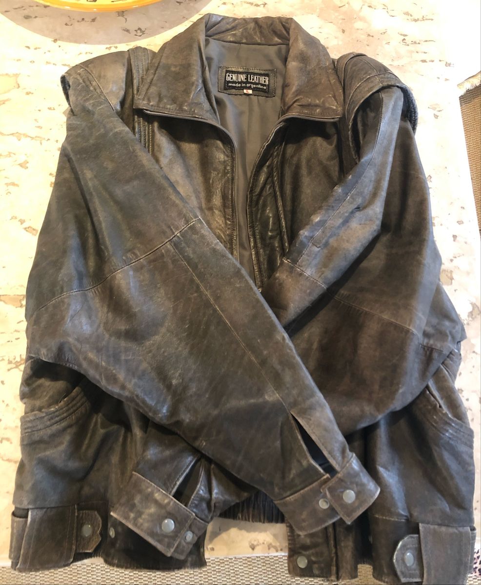 jaqueta de couro masculina retro
