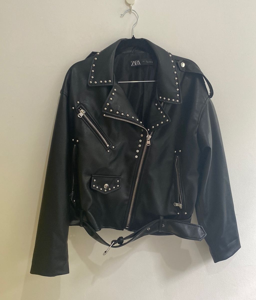 Jaqueta de Couro Zara Biker Casaco Feminino Zara Usado 95916225 enjoei