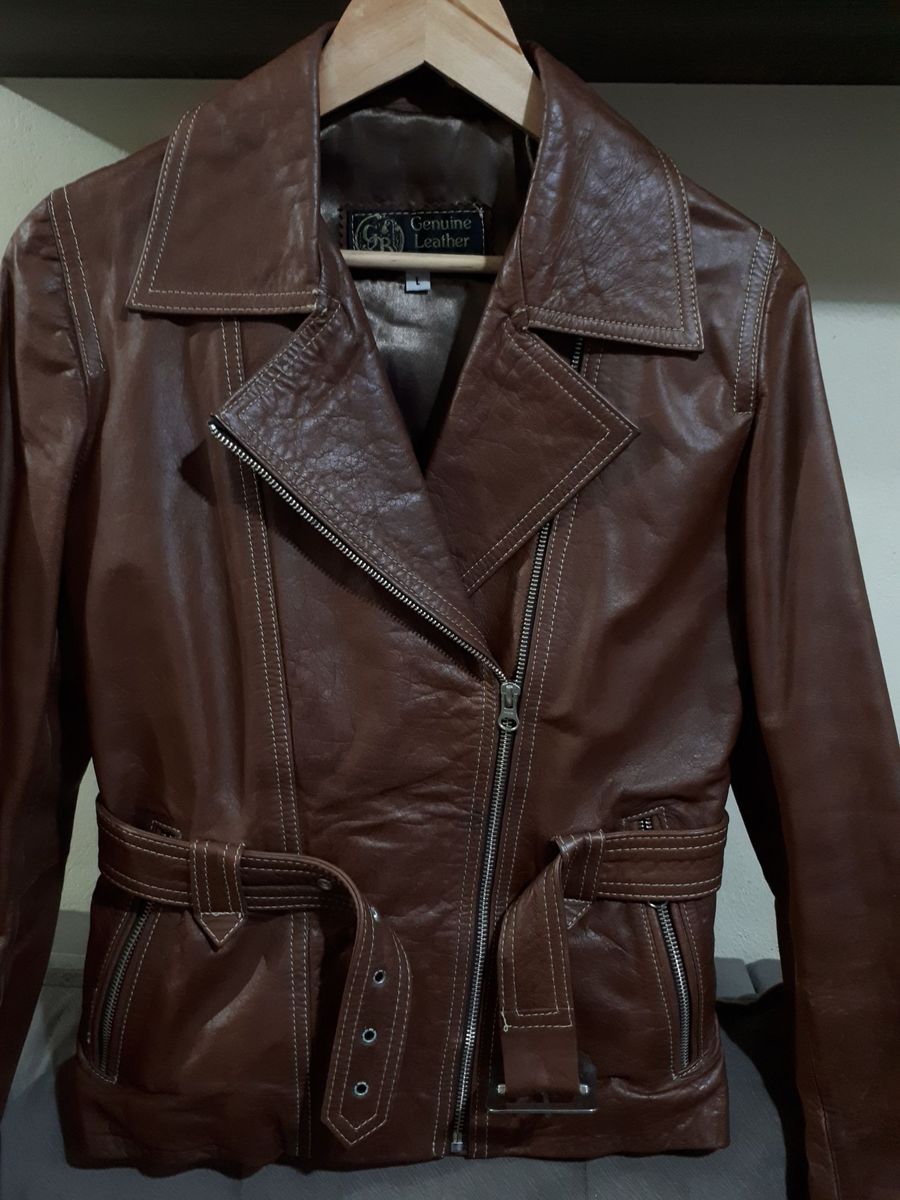 jaqueta de couro genuine leather