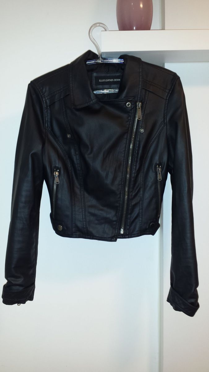 jaqueta ellus leather denim feminina