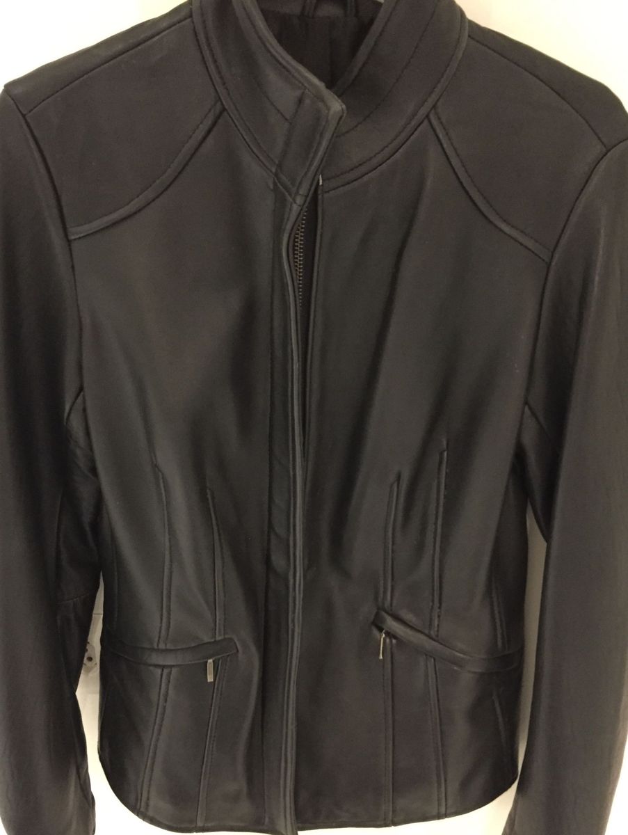 jaqueta de couro calvin klein feminina