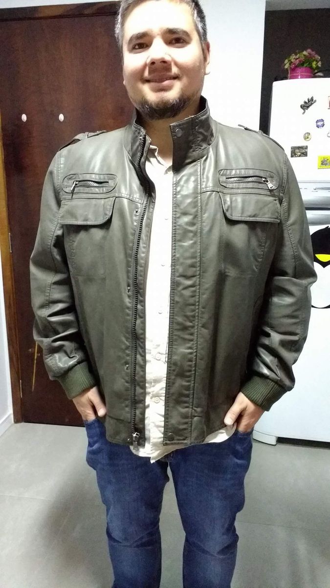 jaqueta couro calvin klein