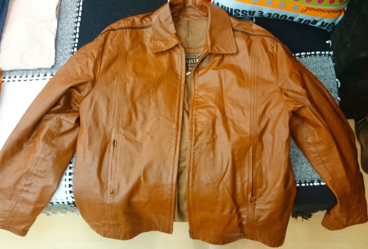 jaqueta de couro caramelo masculina