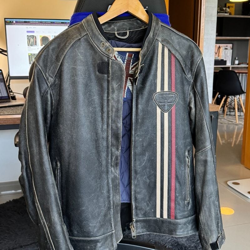 Jaqueta em Couro Triumph Raven Jacket Casaco Masculino Triumph Usado 95435829 enjoei