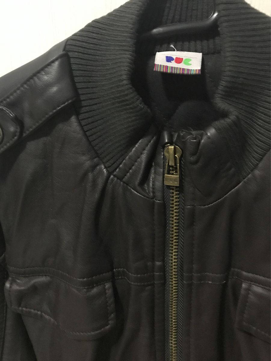 jaqueta de couro infantil puc