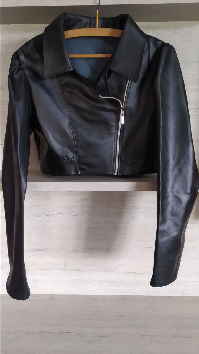 jaqueta de napa feminina preta