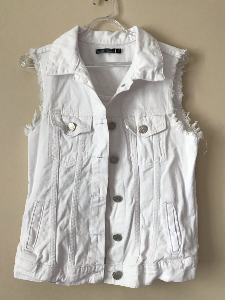 colete feminino jeans branco