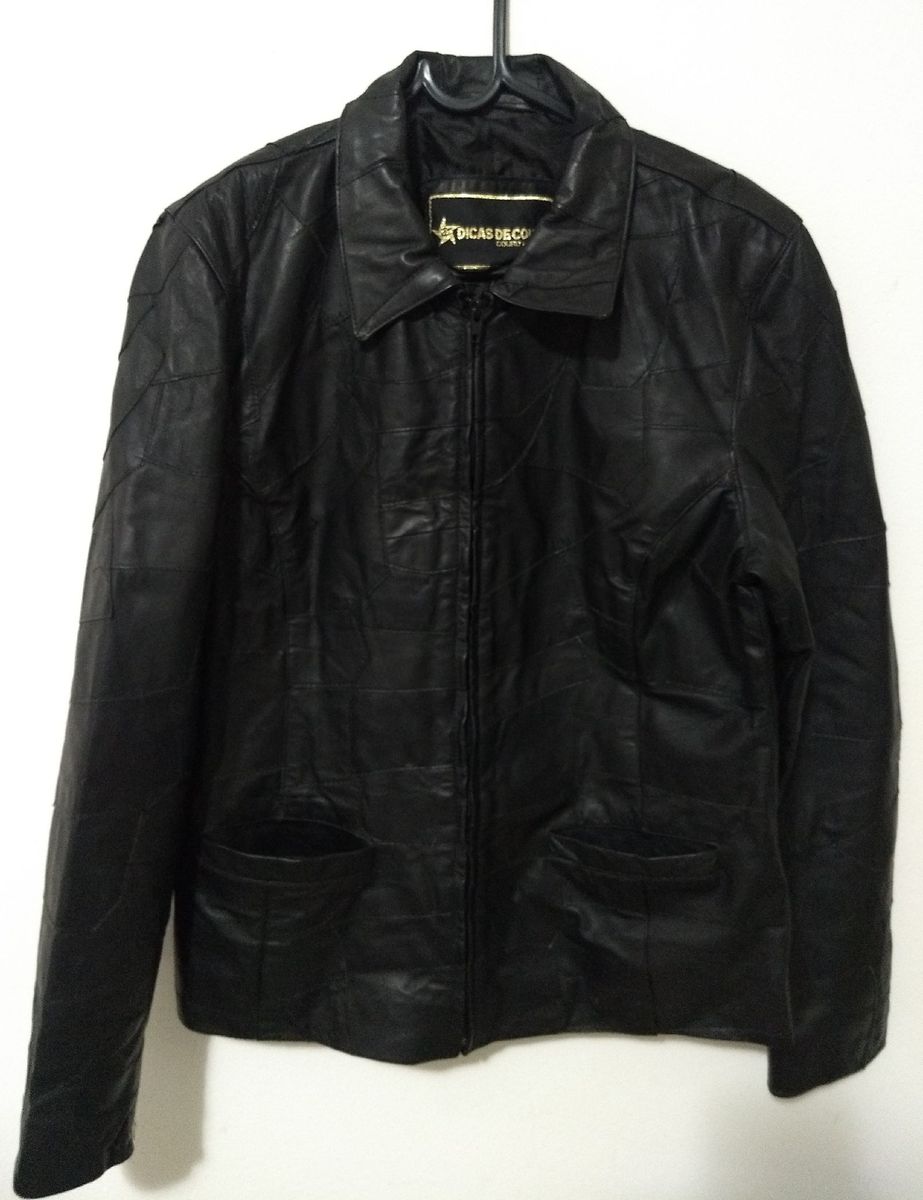 jaqueta feminina de couro legítimo