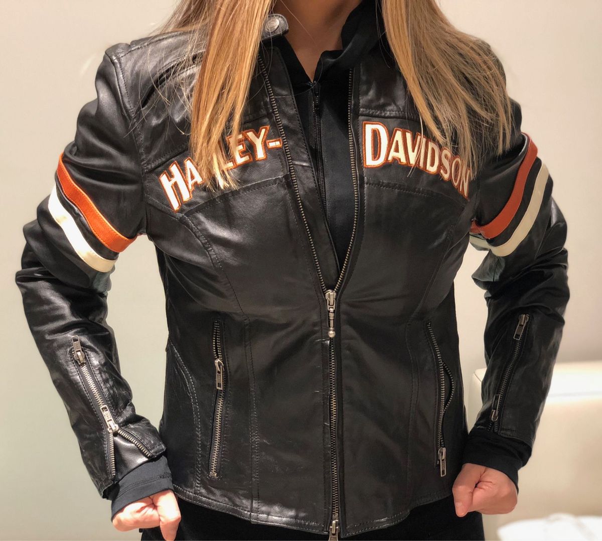 jaqueta de couro feminina harley davidson