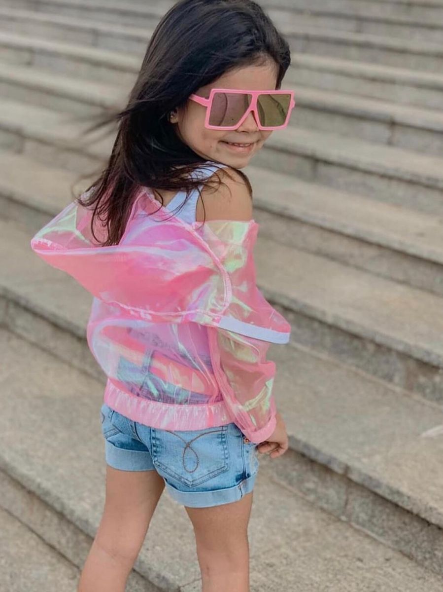 jaqueta holografica rosa