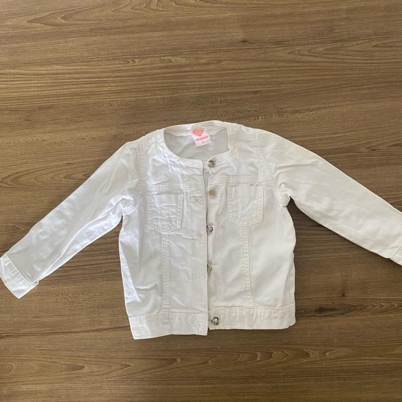 Jaqueta Infantil Branca Jeans Tam Roupa Infantil para Menina