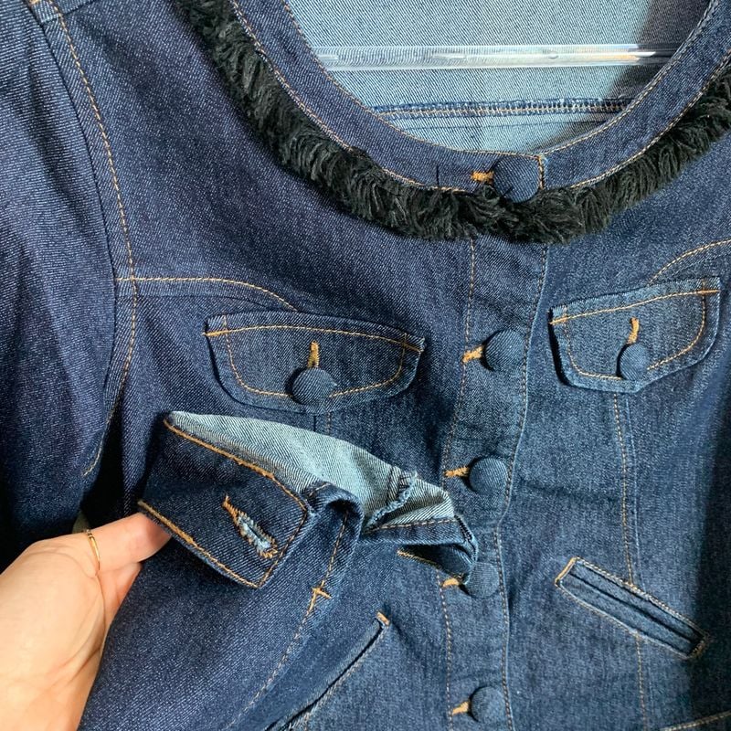 Jaqueta Jeans Acinturada Maria Filo Casaco Feminino Maria Fil