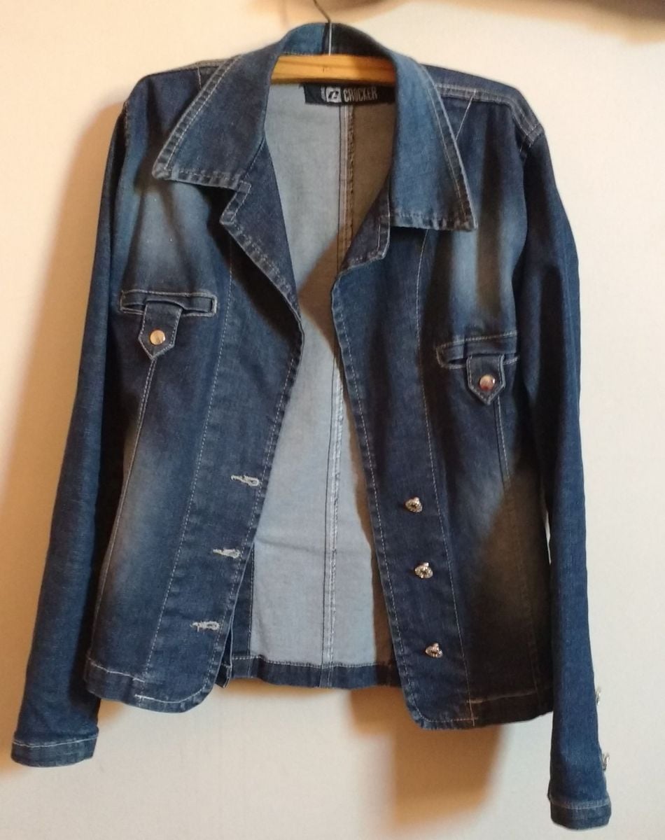 jaqueta jeans acinturada