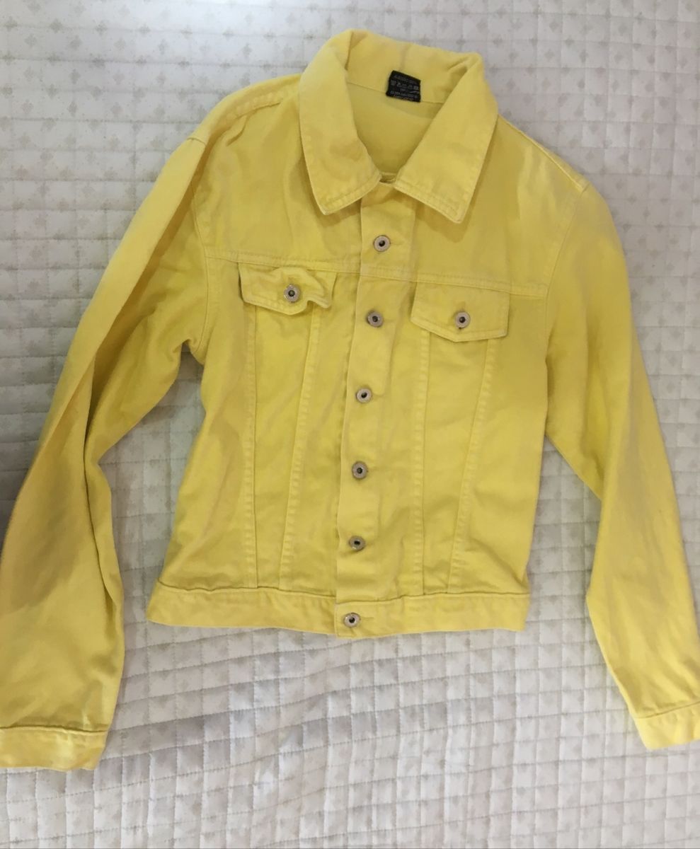 jaqueta jeans amarela feminina
