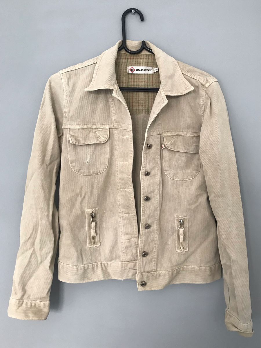 jaqueta jeans bege feminina