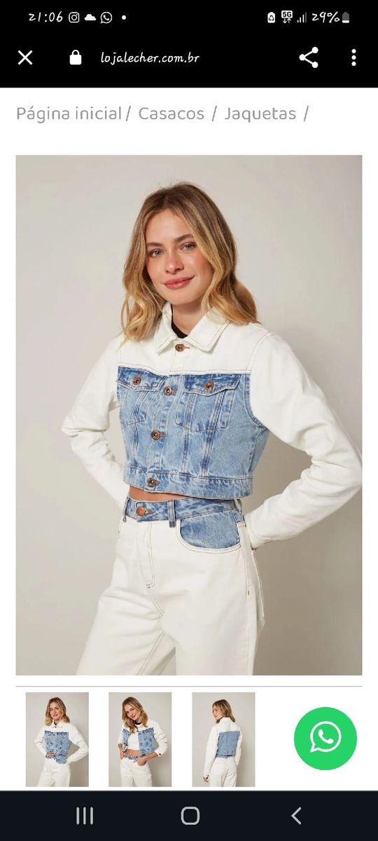 Jaqueta Jeans Bicolor | Casaco Feminino Oh Boy Usado 97111166 | enjoei