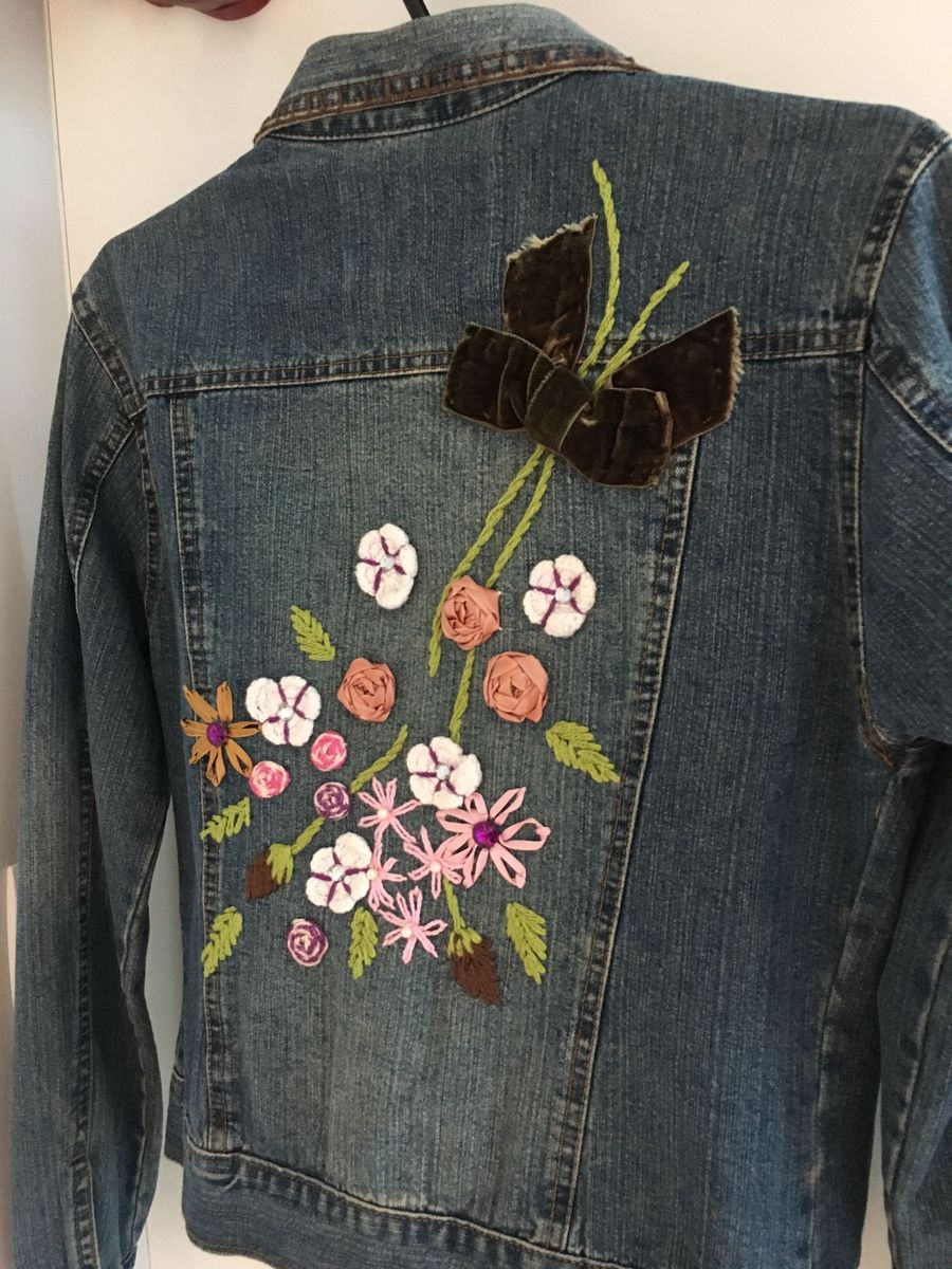 jaqueta bordada jeans