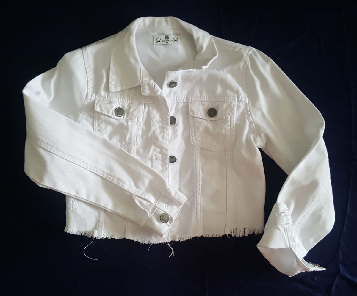 jaqueta jeans branca curta