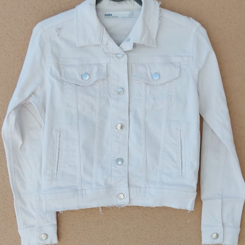 Jaqueta Jeans Branca Zara Casaco Feminino Zara Usado 87058127 enjoei