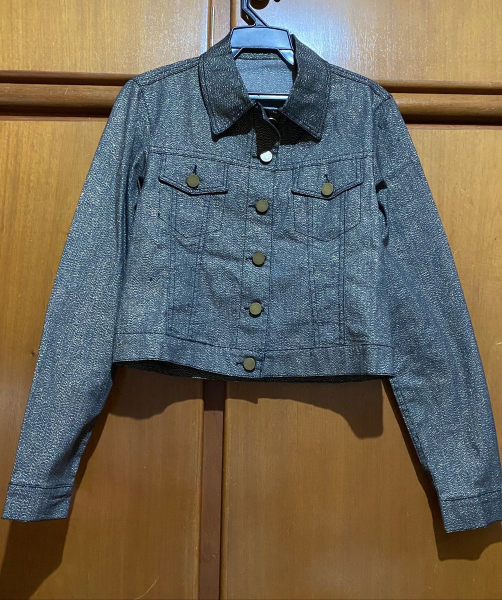 jaqueta jeans com brilho