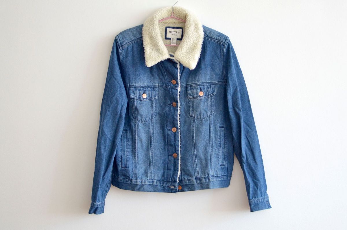 jaqueta jeans com lã