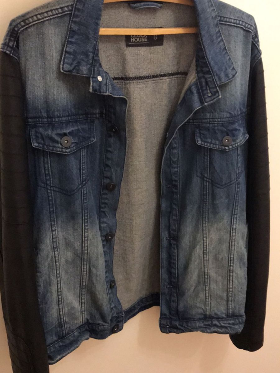 jaqueta jeans com couro
