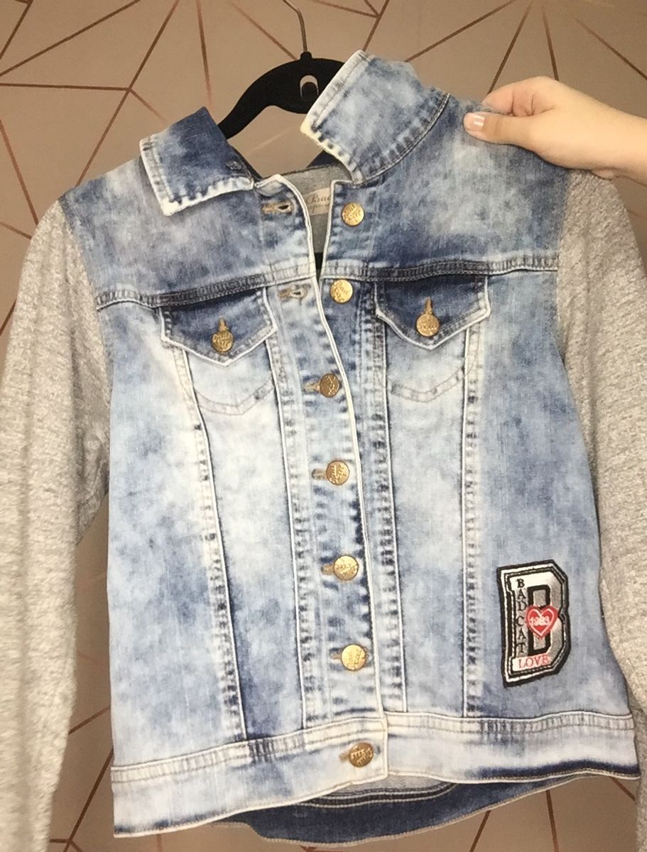 jaqueta jeans com moletom bad cat