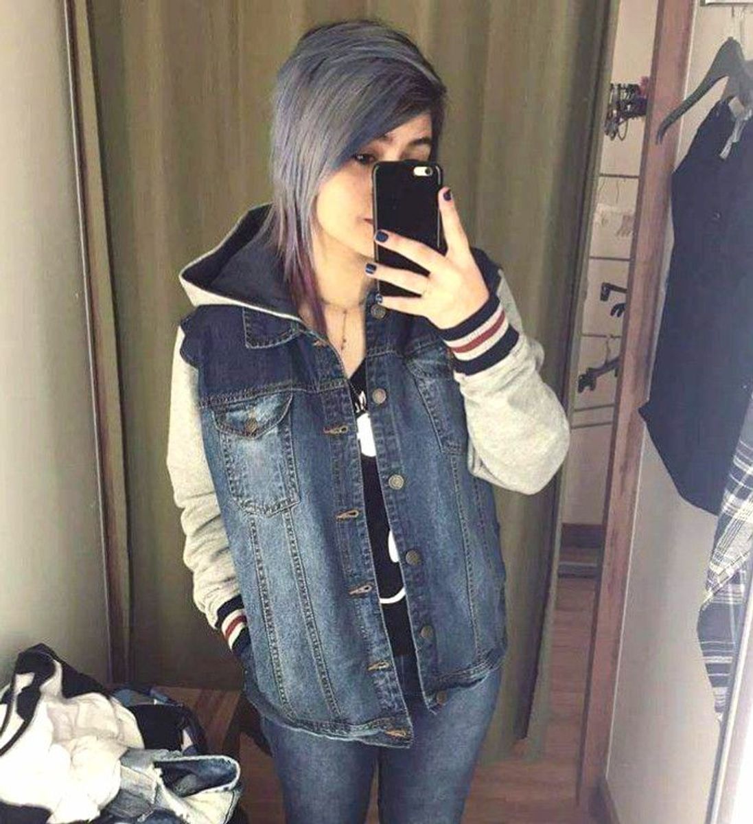 jaqueta jeans com moletom renner