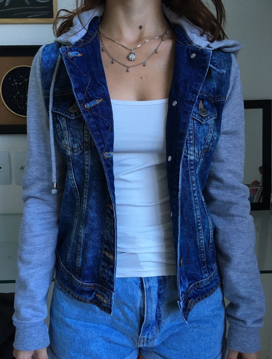 jaqueta jeans com moletom