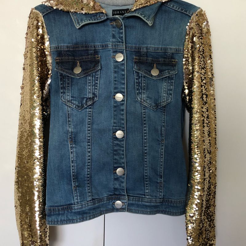 Casaco Jaqueta Jeans Com Paete Jaqueta Jeans Com Manga De Paete Top