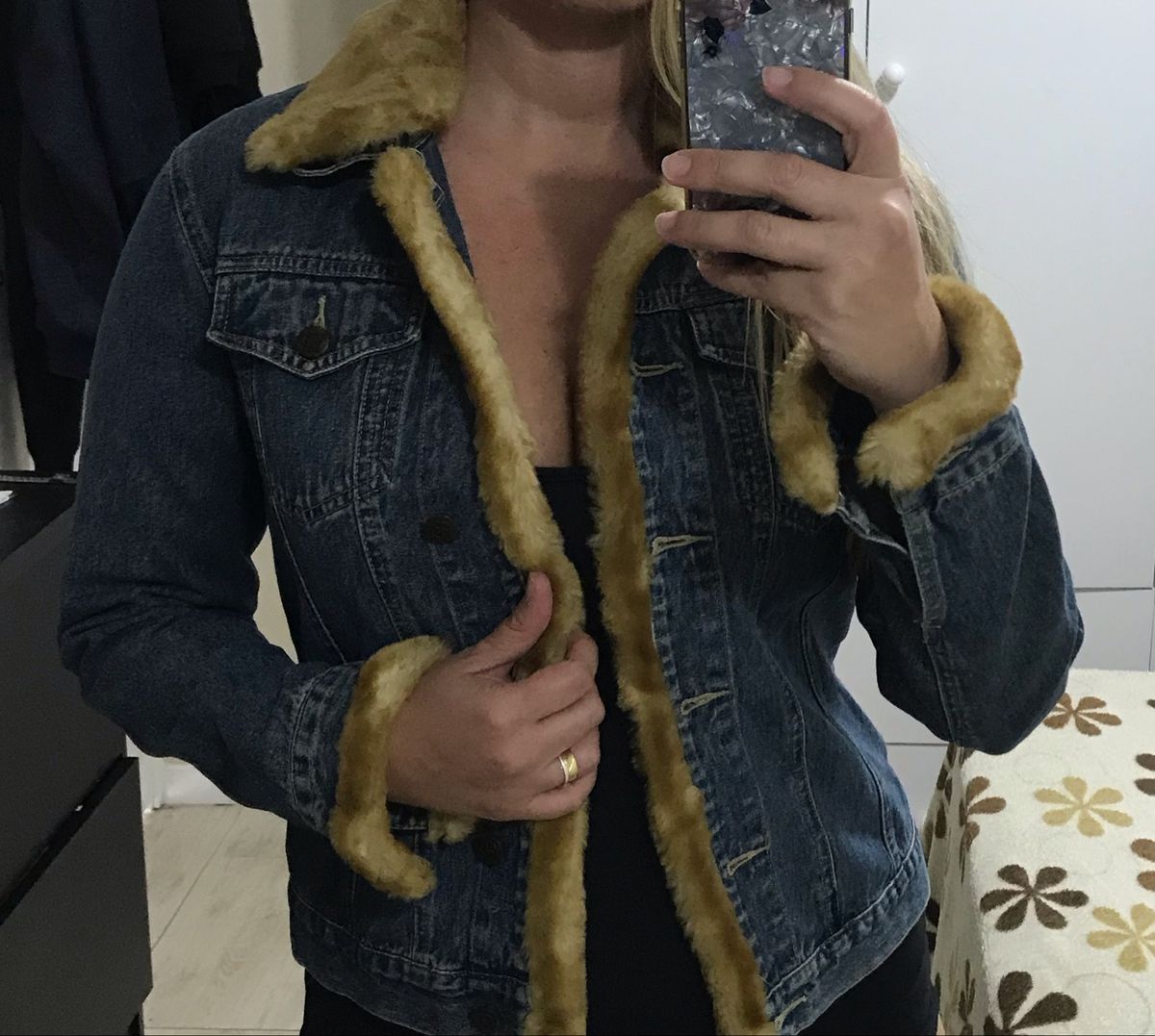 jaqueta jeans com pelego