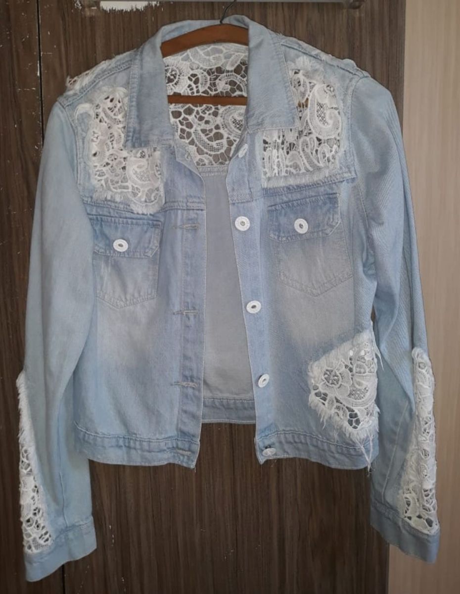 jaqueta jeans renda