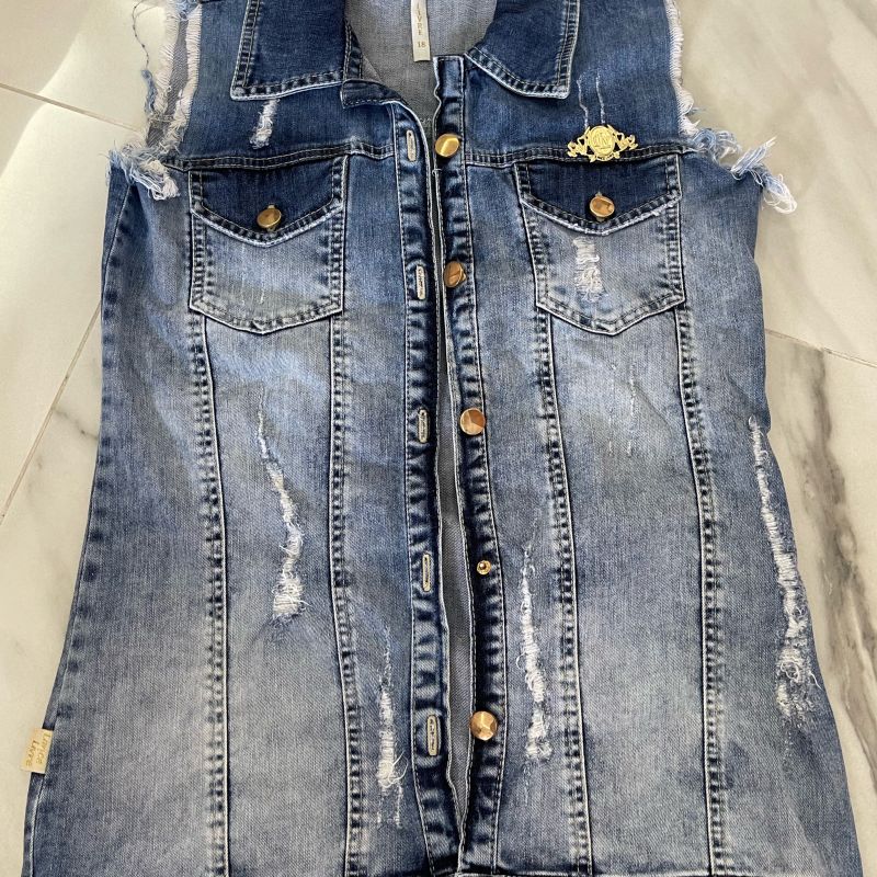 Casaco jeans best sale feminino sem manga